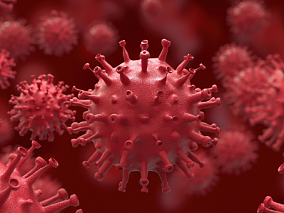 医学病毒红色 病毒 细胞 细菌 抗疫 疫情 医学模型 卡通广告元素