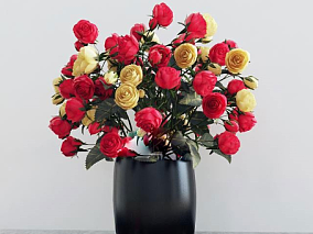 玫瑰花模型 花瓶 鲜花模型 花卉模型