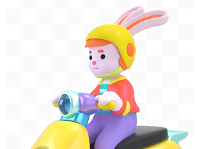 c4d骑摩托的兔子 兔小姐
