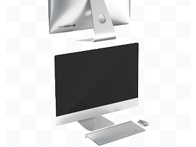 超写实质感电脑 显示屏 键盘鼠标 建模 3d元素素材