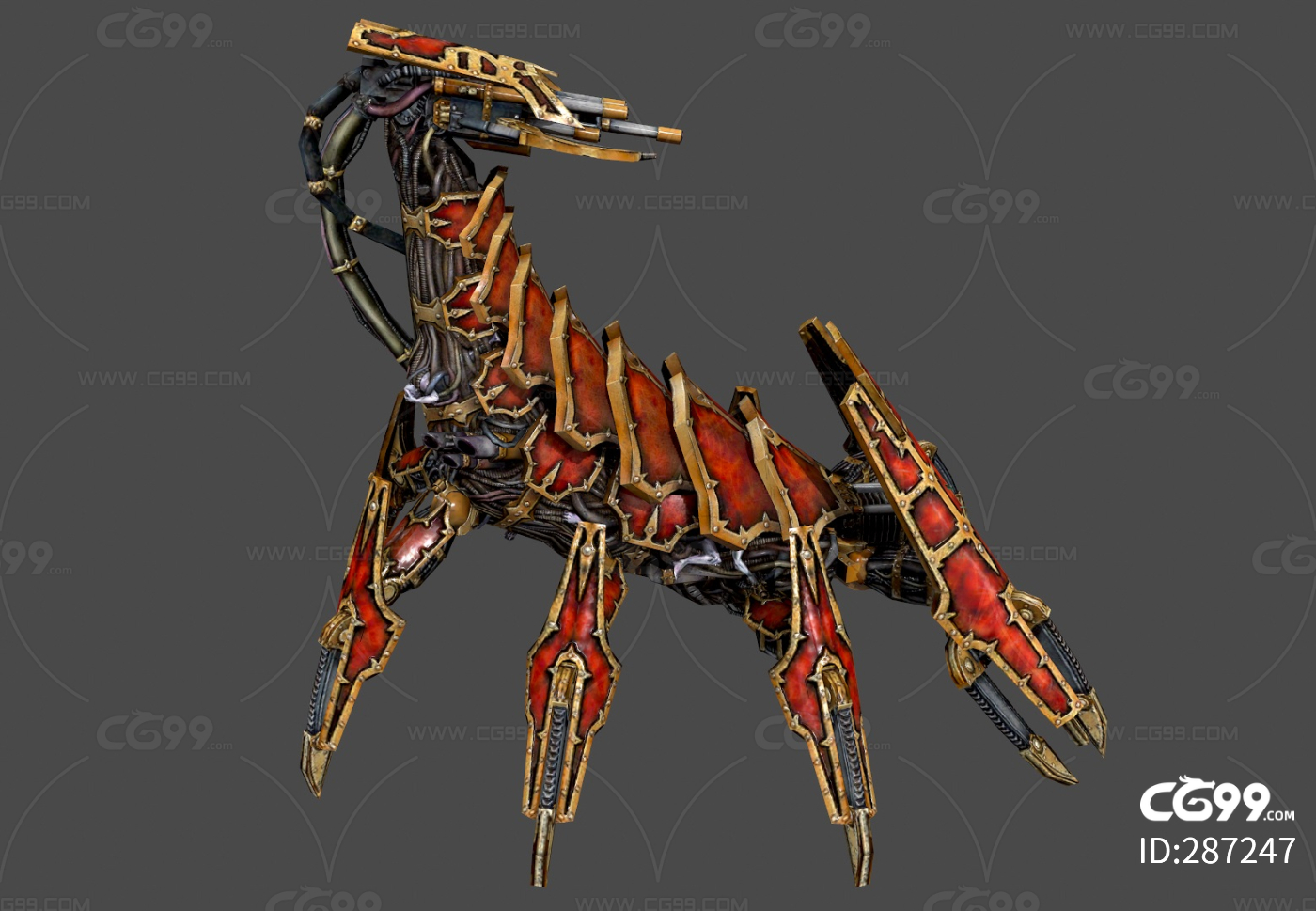 次世代 黄铜魔蝎 战锤40 写实 科幻 机甲蝎子-cg模型免费下载-CG99