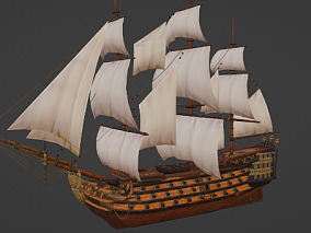 船  帆船 航海作战船 3D模型 多种文件格式