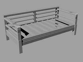长凳硬质沙发 木制沙发 犀牛模型