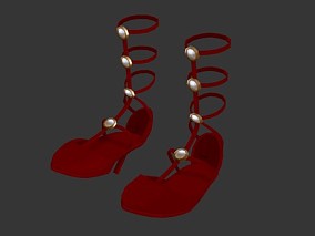 红色罗马款高跟鞋 女鞋 服饰 鞋子 日用品