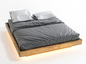 现代实木悬浮床 3d模型