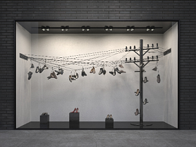 皮鞋模型 橱窗模型 商品展示柜模型 高跟鞋模型 轨道灯