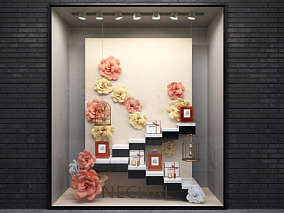 香水橱窗模型 商品展示柜模型 礼品盒模型