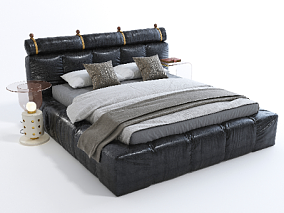 现代软包双人床 3d模型