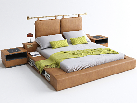 现代双人床 3d模型