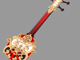 大红琵琶 乐器 游戏模型