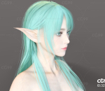 魔幻仙侠陆地 精灵族 神族 绿发小仙女 3d美少女角色模型