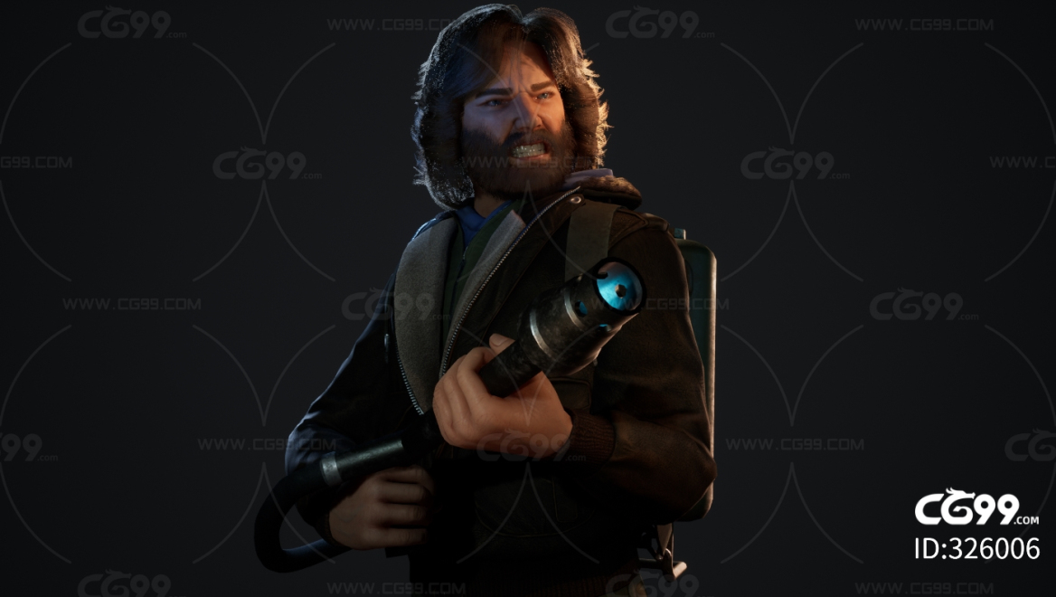 UE4/UE5 写实人物 西方男性角色 大胡子 冒险家 探险家 火焰枪