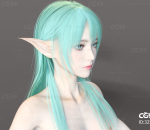 魔幻仙侠陆地 精灵族 神族 绿发小仙女 3d美少女角色模型