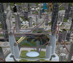 22世纪未来科幻城市国际商贸中心 CBD环球金融商厦贸易港 空中立体互联交通网 数字信息智慧异形建筑