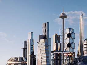 未来科幻城市 摩天大楼 城市建筑 高楼