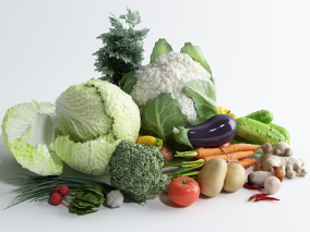 现代风格蔬菜 绿色健康水果 食物 3d模型