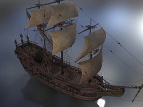 古代海盗船 FBX模型 Vray
