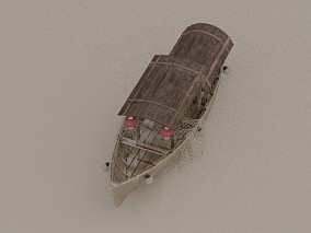 灯笼木船 FBX模型 Vray