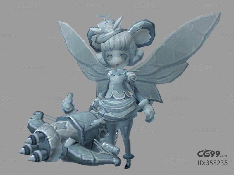 蝴蝶萝莉石像 游戏模型 人物 游戏角色