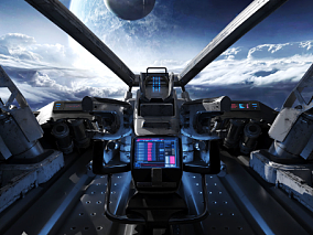 宇宙飞船驾驶舱  战斗机内部 座舱  科幻 未来的