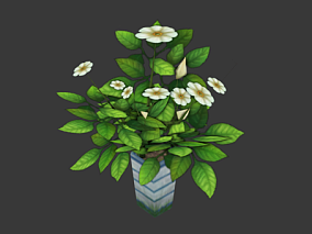 白花朵瓶 动画 游戏 场景部件 植物 花草