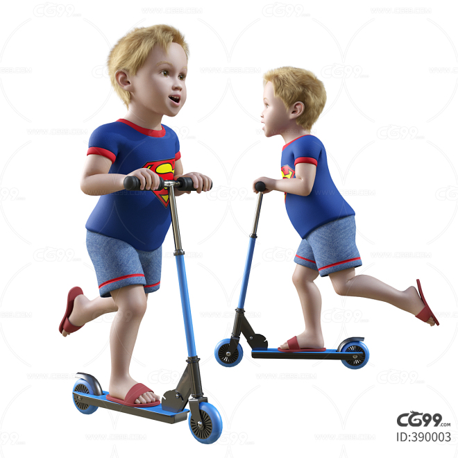 儿童 小超人 滑板车 运动少年 小孩