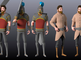 宫廷骑士 西欧骑士 骑士侍从 3d模型