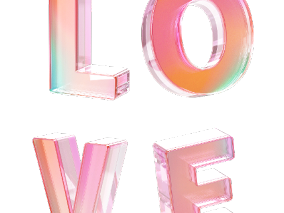 love 爱 玻璃质感英文 艺术字 标题 (3)