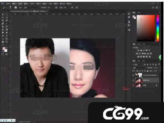 Adobe Photoshop快速给人物照片换脸的操作过程