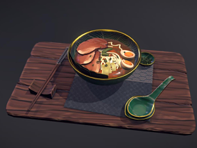 日本料理 冷面食物 筷子 勺子 牛肉面