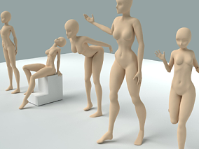 基础人物动作 人体雕塑 3D模型