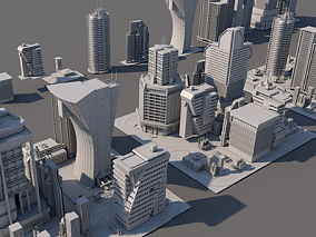免费-C4D模型套装-现代科幻建筑创意场景 科技 科幻城市