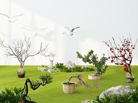 现代绿植花艺盆栽3d模型