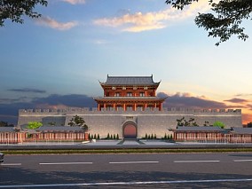 中式城门3d模型