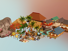 热带岛屿包场景部件3D模型
