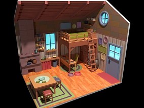 2.5d卧室房子CG模型