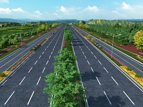 道路马路主干道3D场景模型