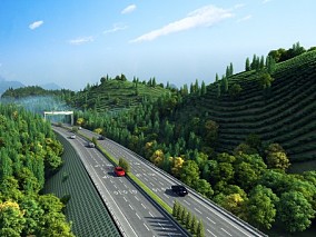 茶山茶园高速公路3D场景模型