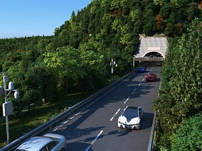 国道马路公路隧道现代道路3D场景模型