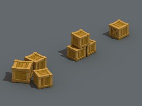 木箱、木桶、码头箱子、宝箱、运货箱子、货箱、储物箱 3D模型
