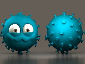 卡通病毒 卡通病菌 细菌 冠状病毒 可爱病毒 细胞 微生物 Q版病毒 3d模型