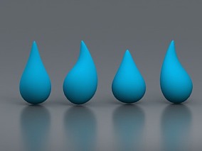 卡通水滴 水珠 无机物  water  蓝色水滴 3d模型