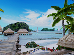 海滨海岛度假场景3D模型