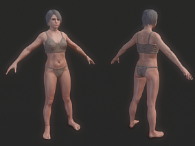 女基础裸模人体CG模型