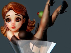 性感酒杯美女3D打印模型
