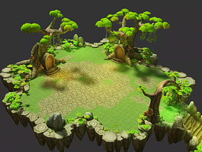 悬浮岛   游戏场景  卡通悬浮岛 3d模型