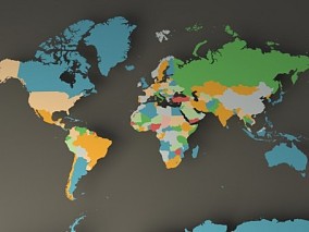 世界地图   地图  板块 3d模型