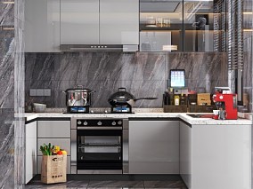 现代厨房3D场景模型
