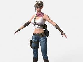战斗女人物3D模型