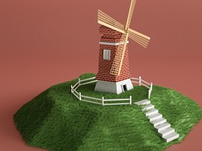 风车 彩风车 风谷车 大风车 风车岛 木制风车 传统农具 木制农具 农用风车 3D模型